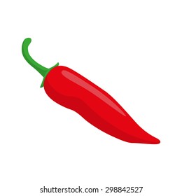 Red chilli pepper. Colorful design element isolated on white.