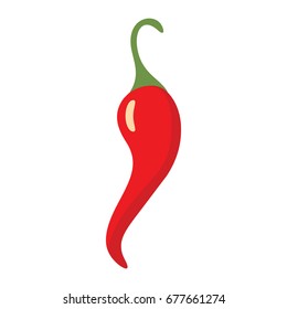 Red chilli pepper icon in cartoon flat style isolated object vegetable organic eco bio product from the farm vector illustration