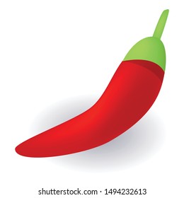 Red chilli pepper icon. Isometric of red chilli pepper vector icon for web design isolated on white background