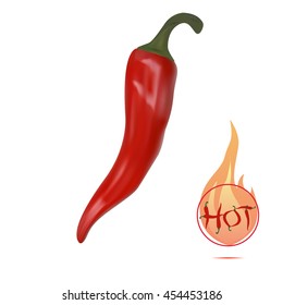Red chilli pepper isolated on white background. realistic vector illustration 