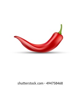 Red chilli pepper isolated on white background. Healthy, hot and spicy organic food. Vector illustration. EPS 10