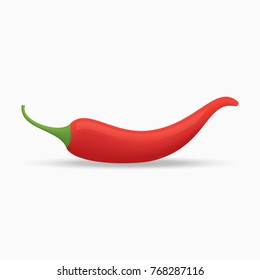 Red chilli pepper isolated on white background. Vector illustration.