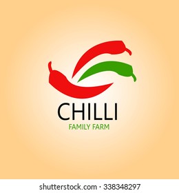 Red chilli pepper logo. Healthy organic food.