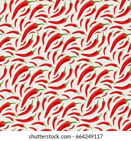 Red chilli pepper on a light background seamless pattern