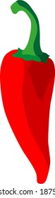 Red chilli pepper on white background. Isolated vector illustration.