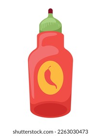 red chilli pepper sauce bottle