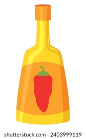 red chilli pepper sauce bottle vector isolated