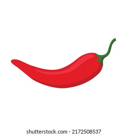 Red Chilli Pepper Vector Illustration, Isolated on White Background.