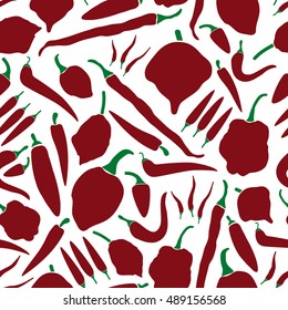 red chilli peppers types of hot chillies simple seamless pattern eps10
