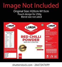 Diseño de empaquetado de la bolsa de polvo de chile rojo 250g