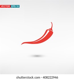 Red Chilli web vector icon on background with shadow