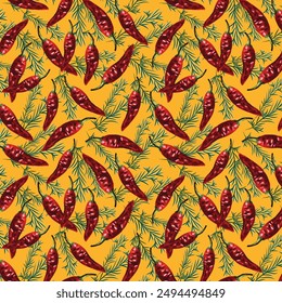 Red Chillies seamless vector pattern