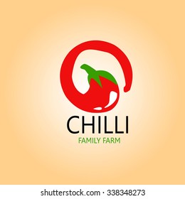 Red chilliy pepper logo. Healthy organic food.