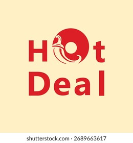Red Chilly hot deal vector design with light yellow background