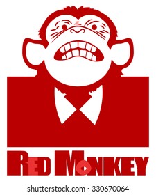 Red Chimpanzees.
Red, Abstract, Symbolic Monkey In A Business Suit With A Tie.