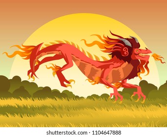 red chinese asian flying dragon
