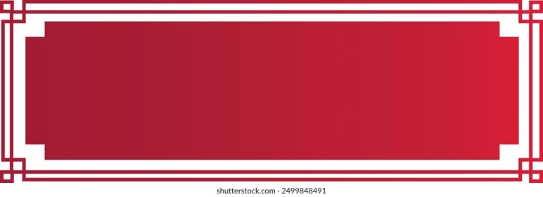 Red Chinese Border with Gradient Color Minimalist Design. Vector Graphic Illustration