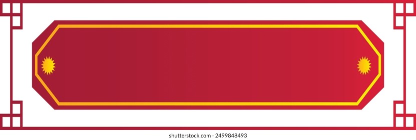 Red Chinese Border with Gradient Color Minimalist Design. Vector Graphic Illustration