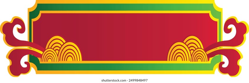 Red Chinese Border with Gradient Color Minimalist Design. Vector Graphic Illustration