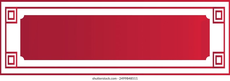 Red Chinese Border with Gradient Color Minimalist Design. Vector Graphic Illustration