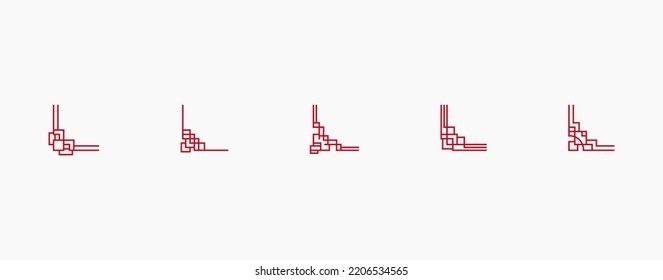 Red Chinese corner set for frames and ornament vector