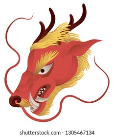 Red chinese dragon head vector graphics