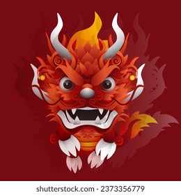 red chinese dragon vector image illustration with good details similar to AI