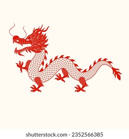 Red Chinese dragon. Zodiac symbol. New year 2024 symbol.Vector illustration