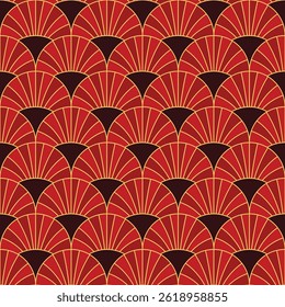 red chinese fan geometric pattern