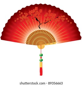 Red Chinese fan isolated