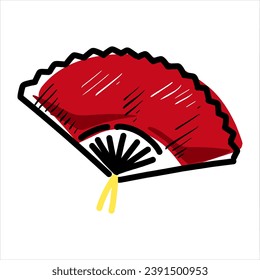 fanático chino rojo, dibujo chino de año nuevo, dibujos animados, vector, japón Asia