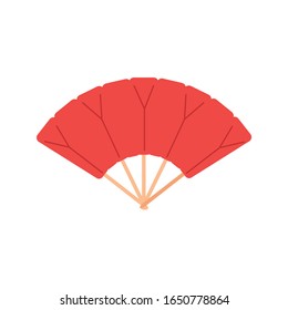 Red chinese folding hand fan vector isolated on white