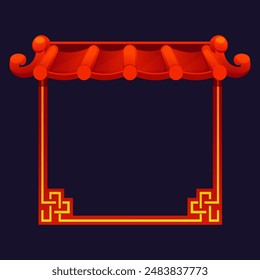 Red Chinese frames with roof. Chinese-style background for your icon. Game element, APP icon or banner