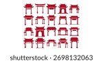 Red Chinese Gate Silhouette Bundle