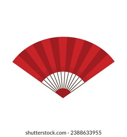 Red chinese and japanese asian oriental fan. Flat style simple vector icon illustration isolated on white background