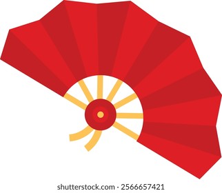 Red Chinese, Japanese paper folding hand fan Icon