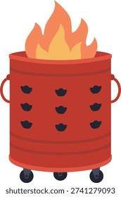 Red Chinese Joss Paper Burning Bin with Flames Flat Vector Clip art.
Traditional Joss Paper Incinerator for Ancestor Worship Illustration.
Chinese Festival Joss Paper Burner Flat Design Isolated.
Transparent background.