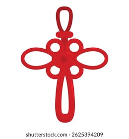 Red chinese knot symbolizing luck and prosperity, traditionally used as a decoration during chinese new year celebrations