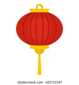 Red chinese lantern icon flat isolated on white background vector illustration
