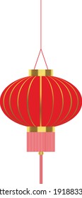 Red Chinese Lantern isolated design on white background.