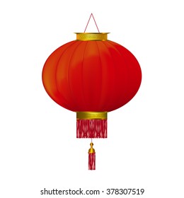 Red Chinese Lantern Isolated On White Background