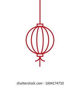 Red chinese lantern outline vector icon