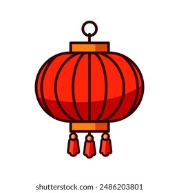 red chinese lantern traditional culture people vector illustration template design