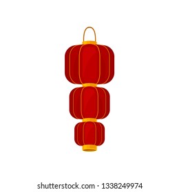 Red chinese lanterns on white background. Vector illustration.