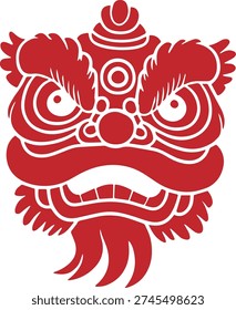 Red Chinese lion dance mask solid design