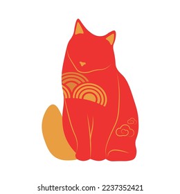 Red Chinese New Year cat on white background