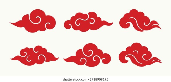 coleções de nuvens de ano novo vermelho chinês