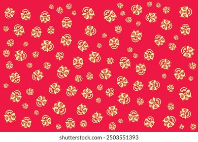 Red Chinese new year Present Gift box, cute Lion dance seamless background texture, New Year festival, celebration, gift, present box paper, backdrop