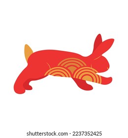 Red Chinese New Year rabbit on white background