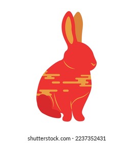 Red Chinese New Year rabbit on white background